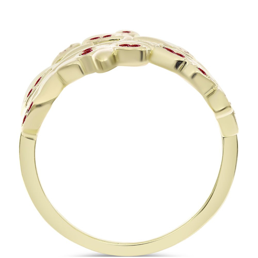 Goldplattierter Silberring mit majestätischem rotem Moissanit