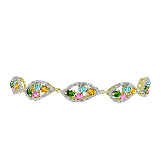 Goldplattiertes Silberarmband mit Chakra Turmalin und weißem Topas