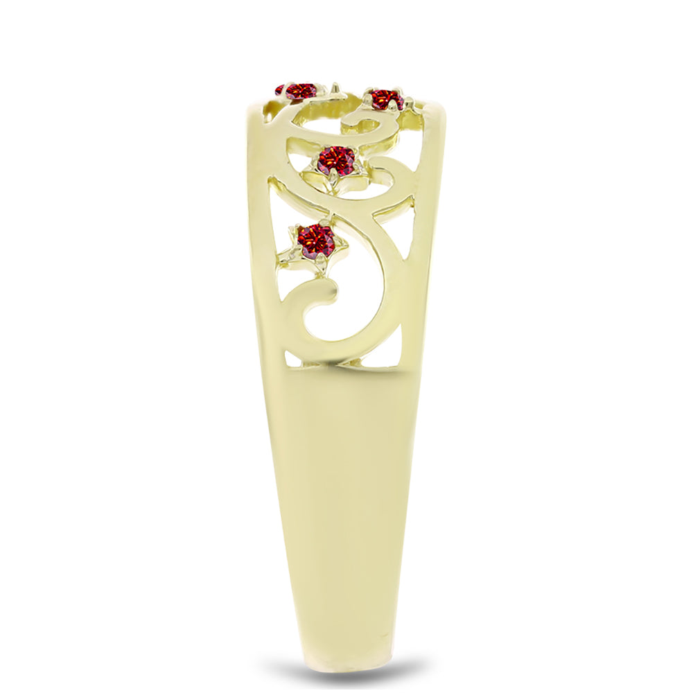 Goldplattierter Silberring mit majestätischem rotem Moissanit