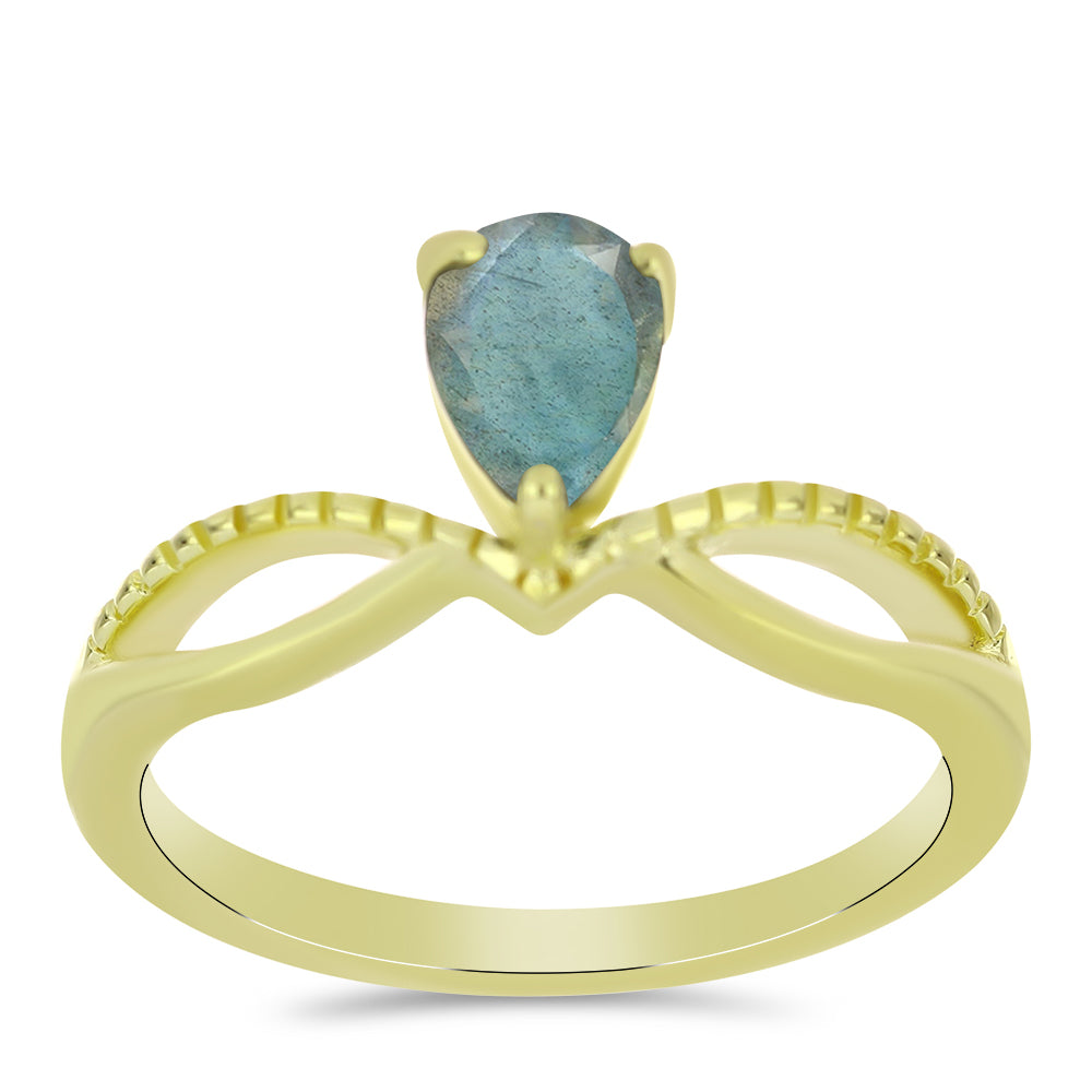Goldplattierter Silberring mit Labradorit