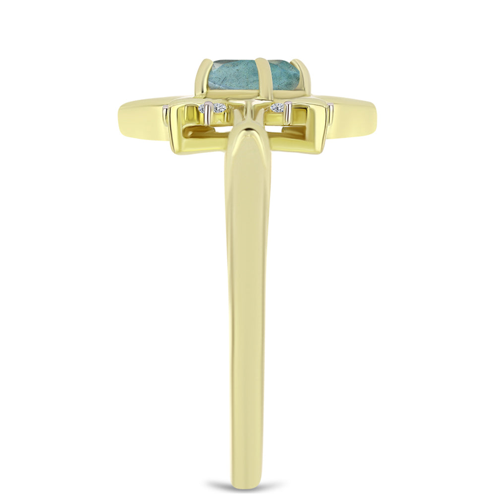 Goldplattierter Silberring mit Labradorit und weißem Topas