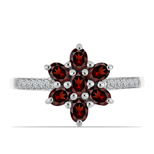 Silberring mit Barton Granat und weißem Topas