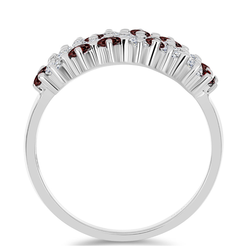 Silberring mit Barton Granat und weißem Topas