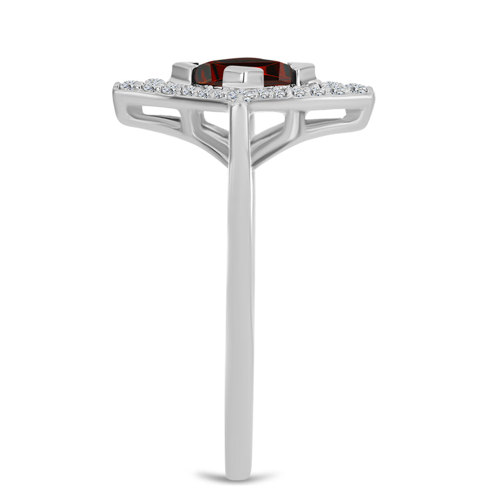 Silberring mit Barton Granat und weißem Topas