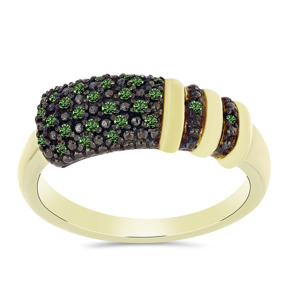 Goldplattierter Silberring mit grünem Diamant