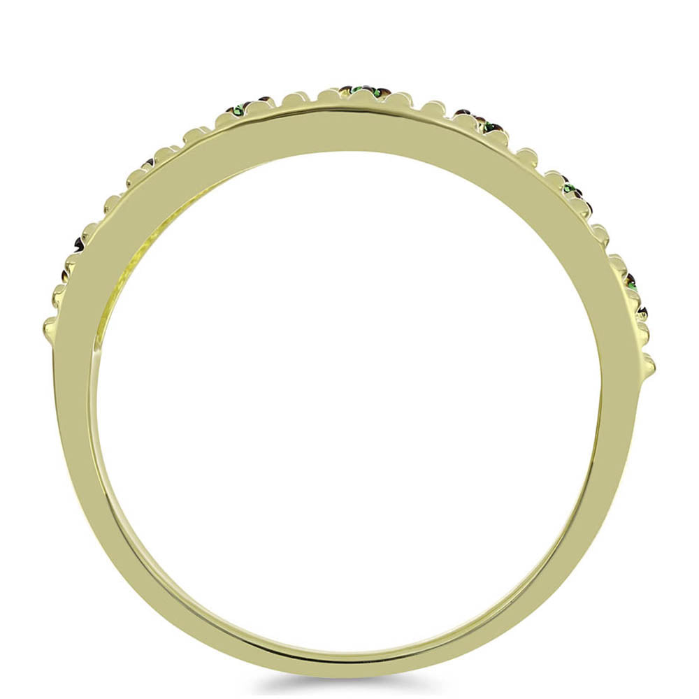 Goldplattierter Silberring mit grünem Diamant
