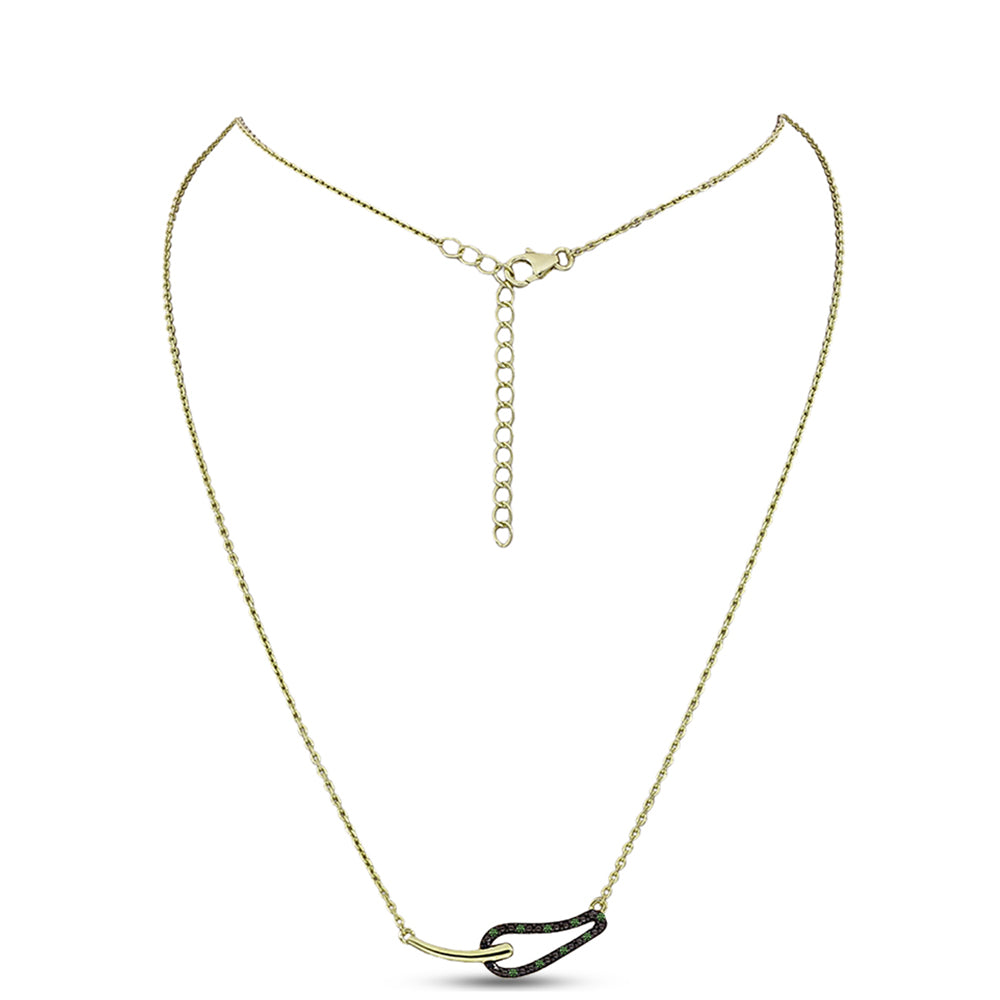 Goldplattierte Silberhalskette mit grünem Diamant
