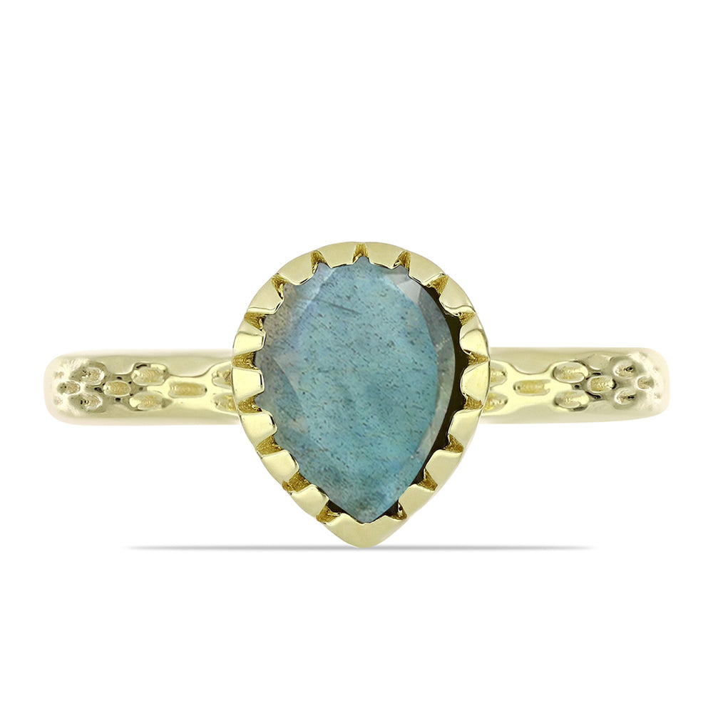Goldplattierter Silberring mit Labradorit