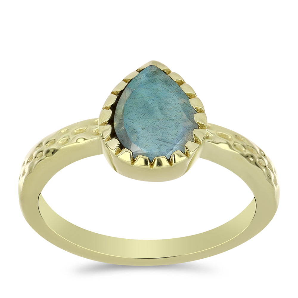 Goldplattierter Silberring mit Labradorit