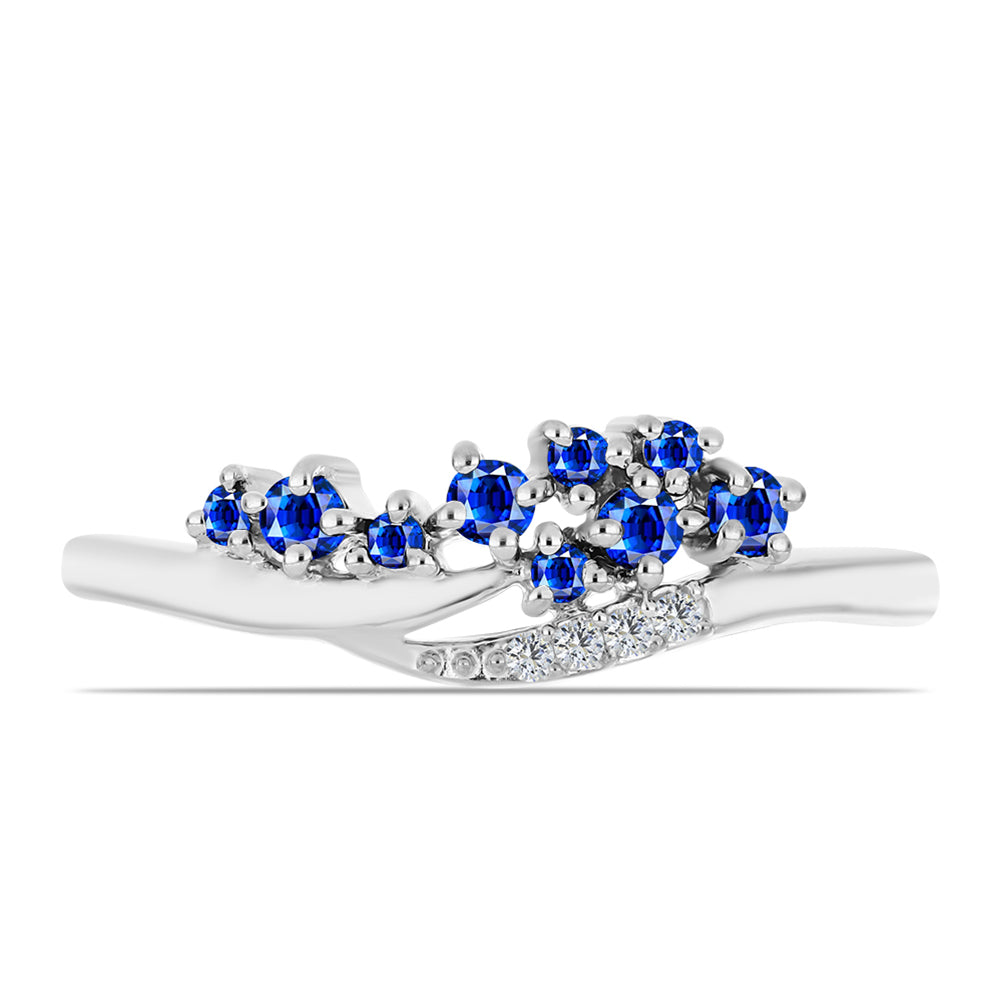 Silberring mit australischem blauem Saphir und weißem Topas