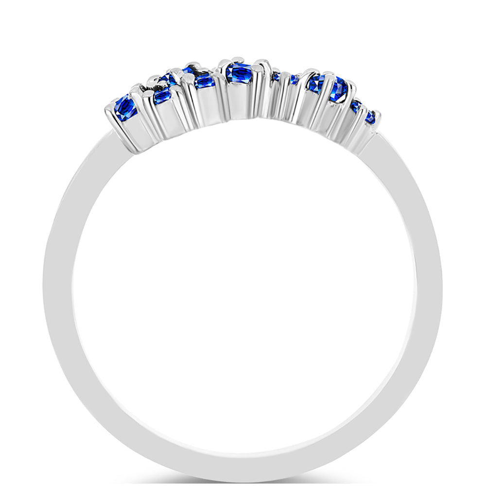 Silberring mit australischem blauem Saphir und weißem Topas