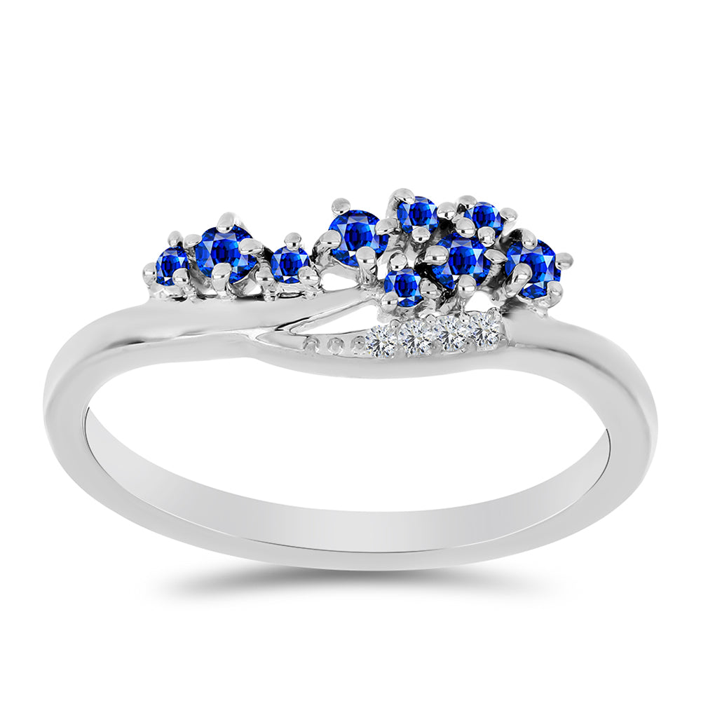Silberring mit australischem blauem Saphir und weißem Topas