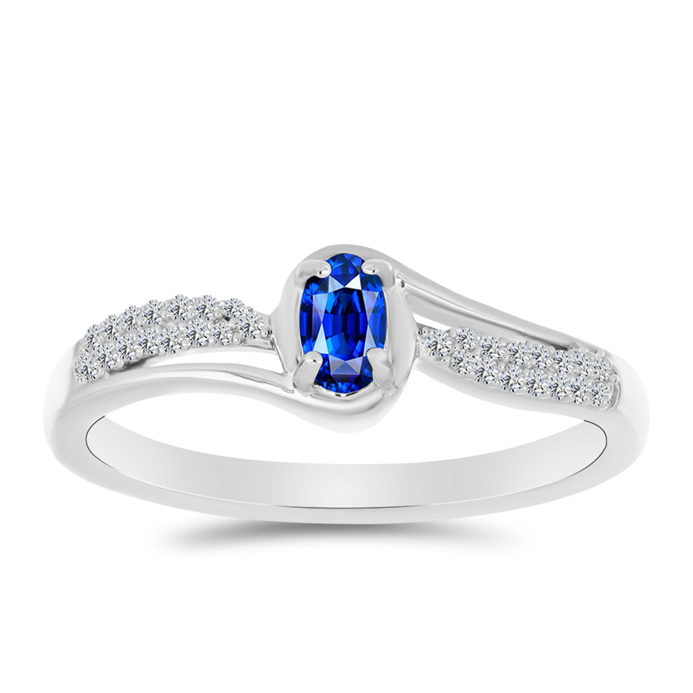 Silberring mit australischem blauem Saphir und weißem Topas