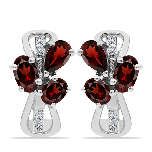 Silberohrringe mit Barton Granat und weißem Topas