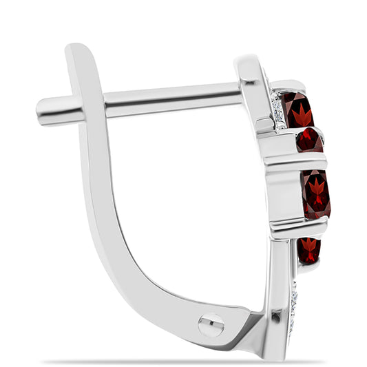 Silberohrringe mit Barton Granat und weißem Topas