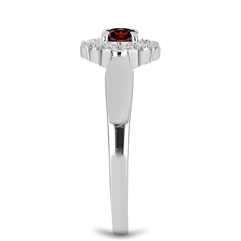 Silberring mit Barton Granat und weißem Topas