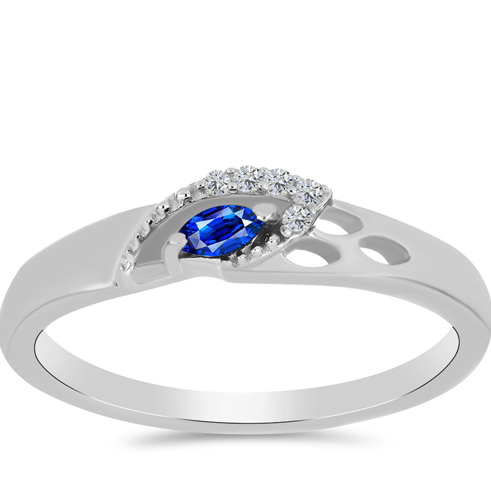 Silberring mit australischem blauem Saphir und weißem Topas