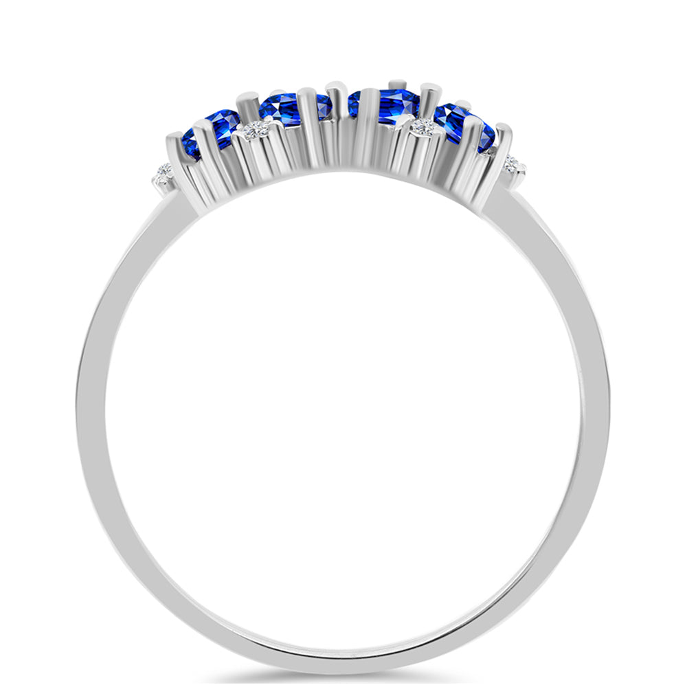 Silberring mit australischem blauem Saphir und weißem Topas