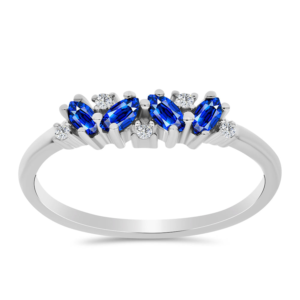 Silberring mit australischem blauem Saphir und weißem Topas