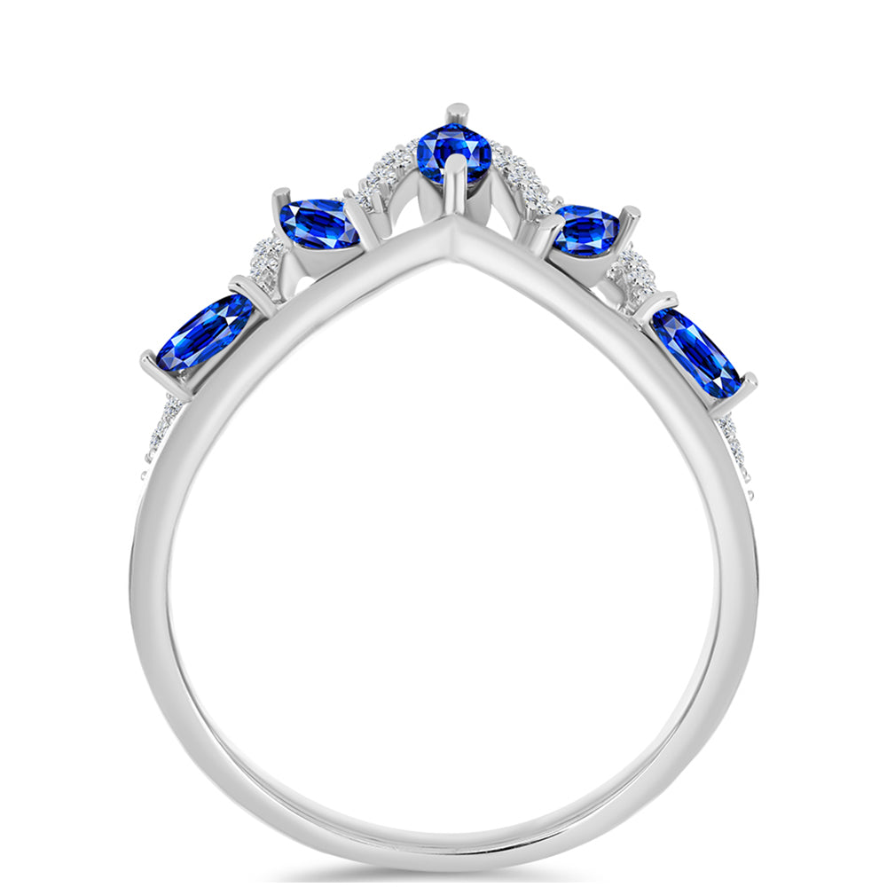 Silberring mit australischem blauem Saphir und weißem Topas