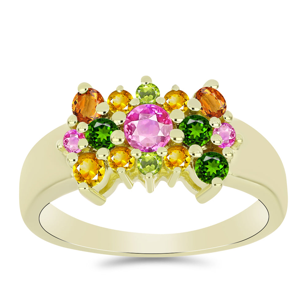 Goldplattierter Silberring mit Chakra Turmalin