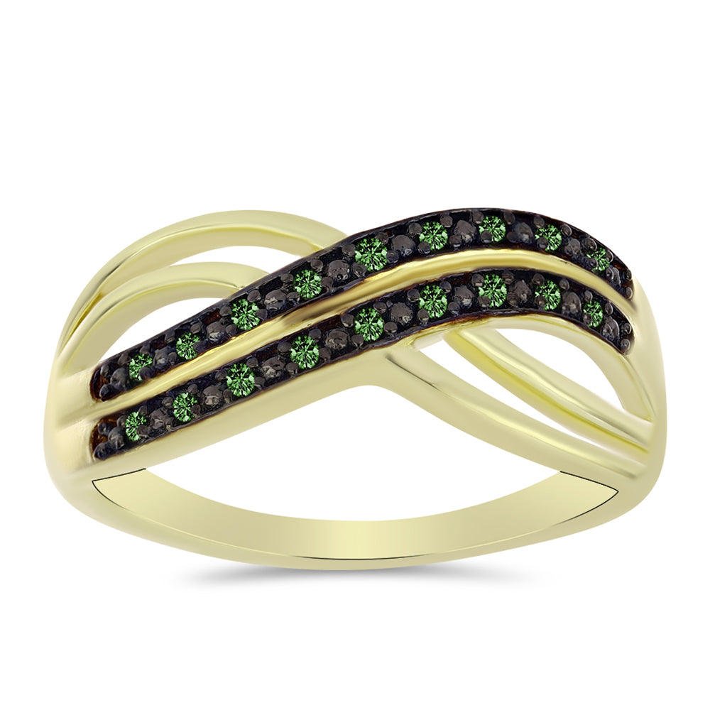 Goldplattierter Silberring mit grünem Diamant