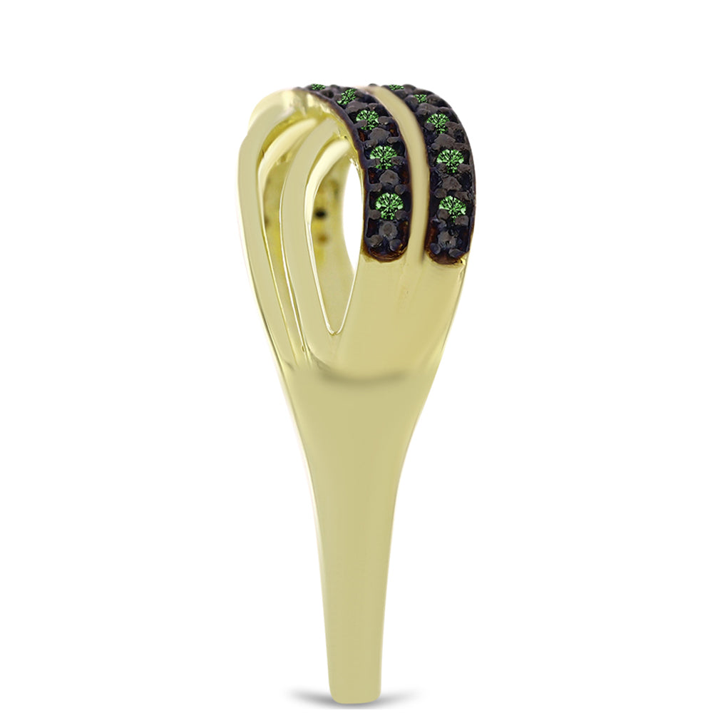 Goldplattierter Silberring mit grünem Diamant