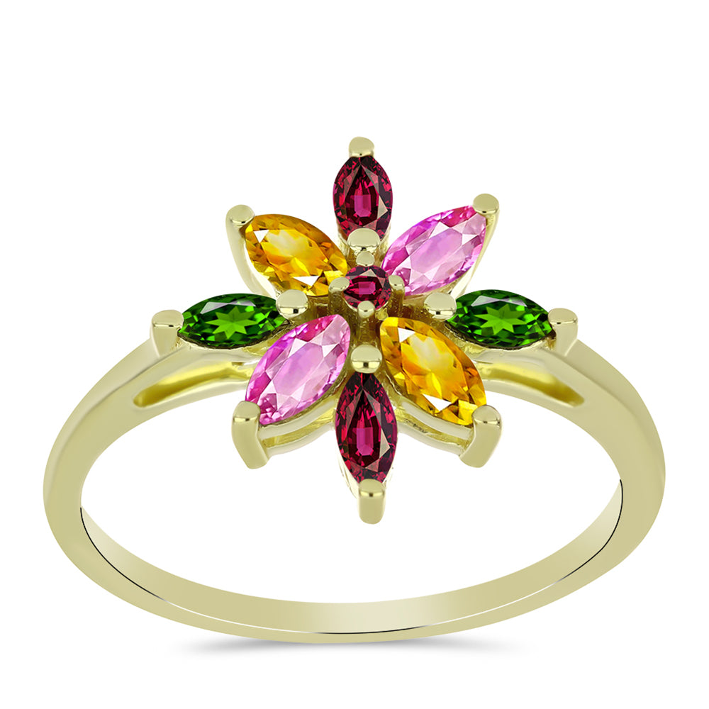 Goldplattierter Silberring mit Chakra Turmalin