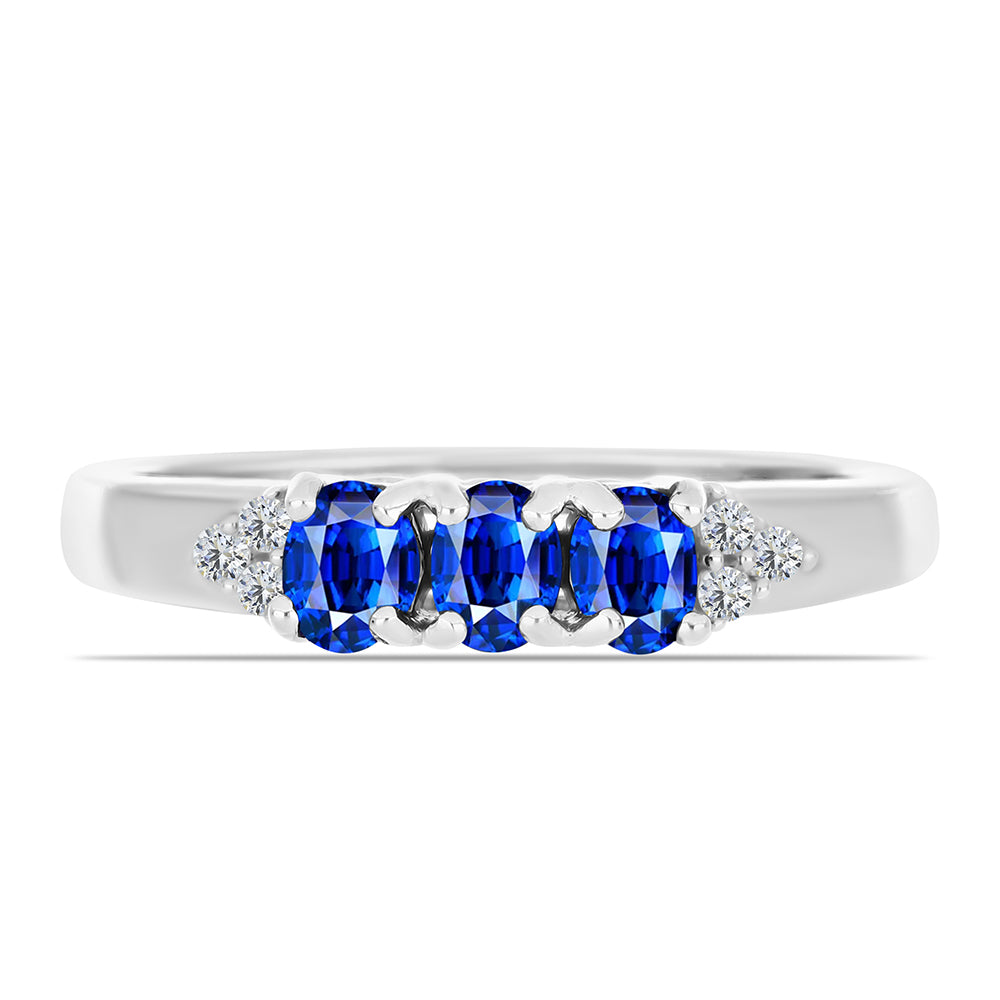 Silberring mit australischem blauem Saphir und weißem Topas