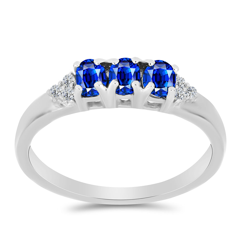 Silberring mit australischem blauem Saphir und weißem Topas