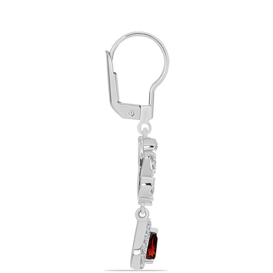 Silberohrringe mit Barton Granat und weißem Topas