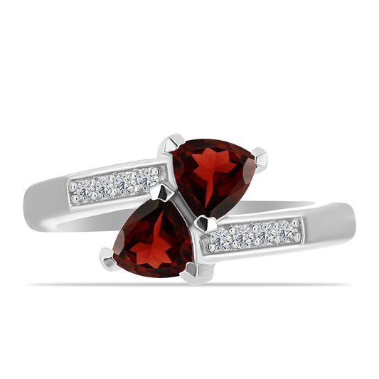 Silberring mit Barton Granat und weißem Topas