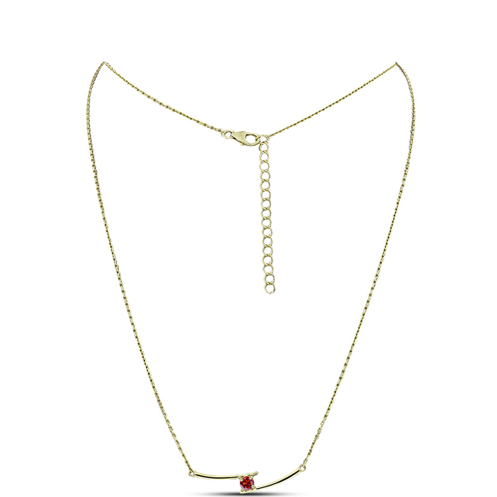 Goldplattierte Silberhalskette mit majestätischem rotem Moissanit