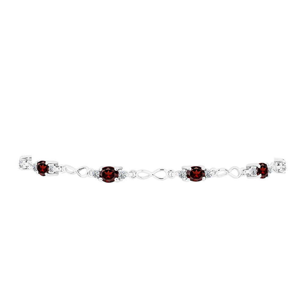 Silberarmband mit Barton Granat und weißem Topas