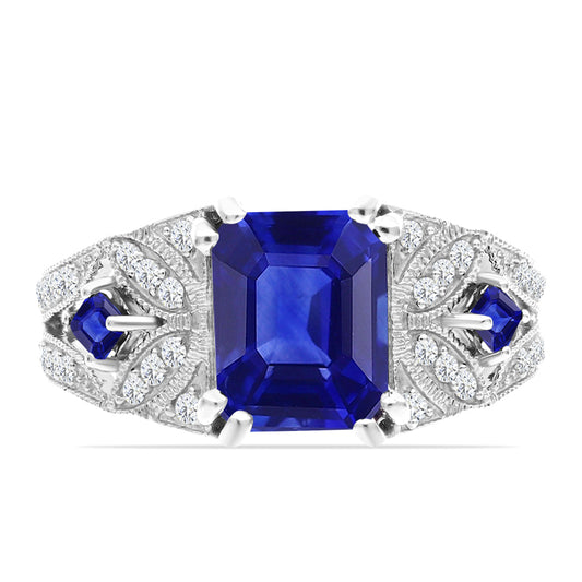 Silberring mit australischem blauem Saphir und weißem Topas