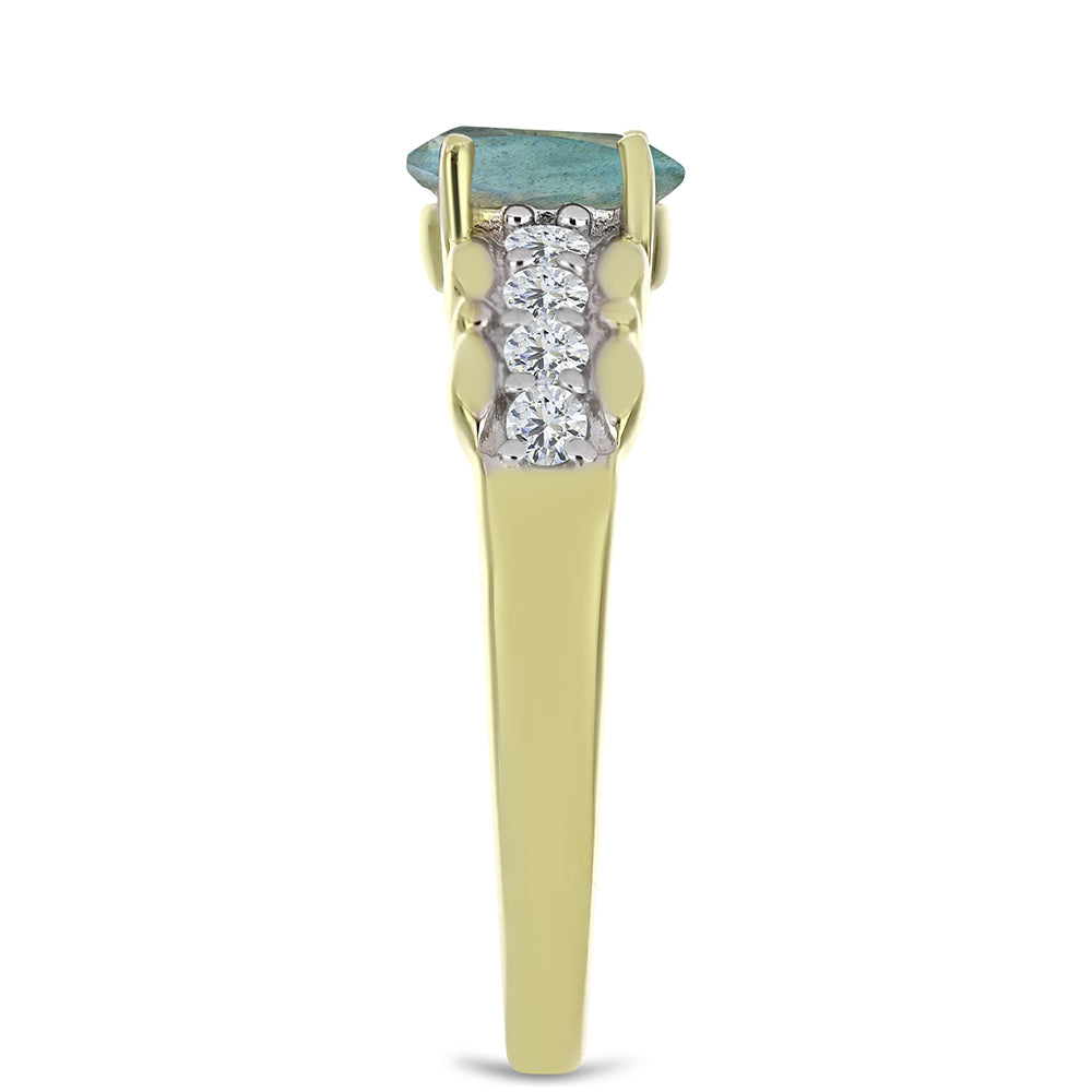 Goldplattierter Silberring mit Labradorit und weißem Topas