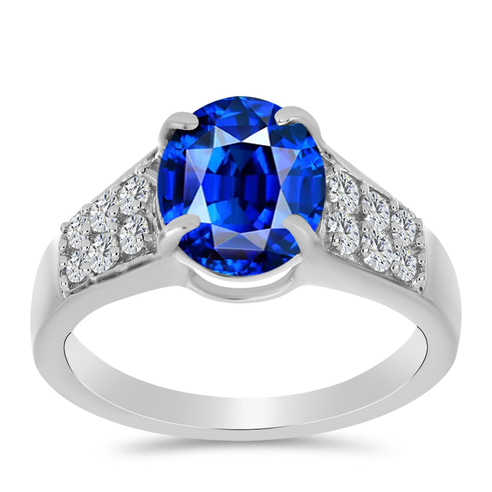 Silberring mit australischem blauem Saphir und weißem Topas