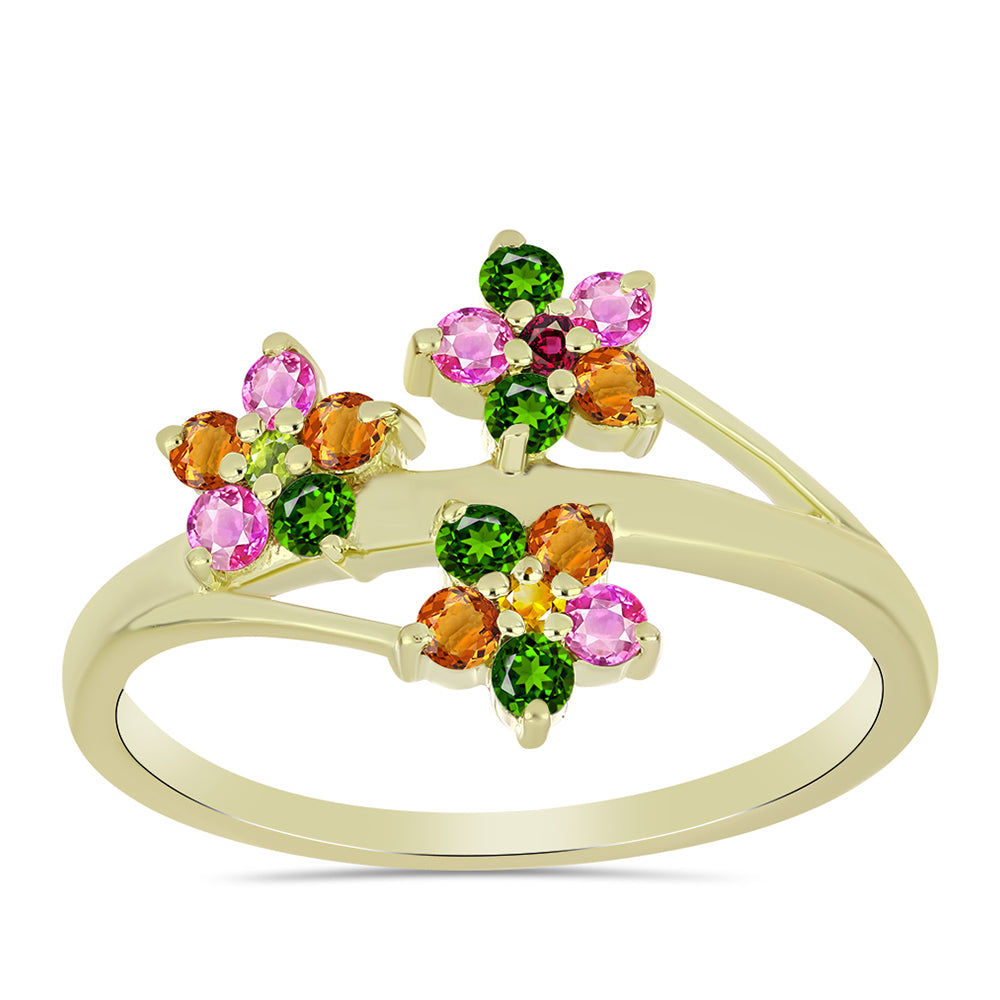 Goldplattierter Silberring mit Chakra Turmalin