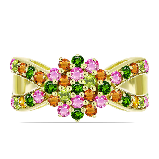 Goldplattierter Silberring mit Chakra Turmalin