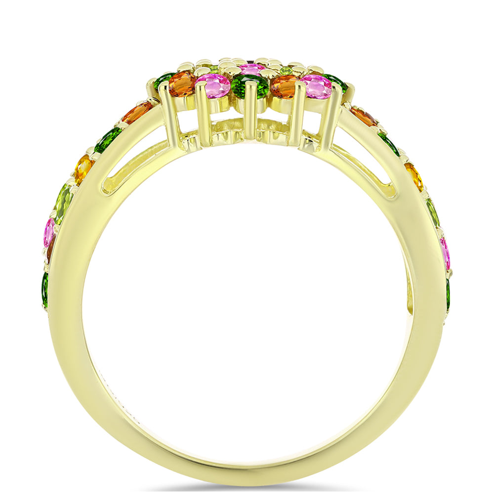 Goldplattierter Silberring mit Chakra Turmalin