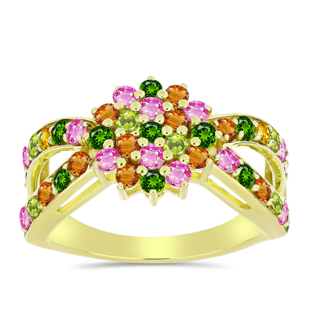 Goldplattierter Silberring mit Chakra Turmalin