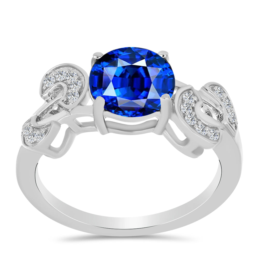 Silberring mit australischem blauem Saphir und weißem Topas