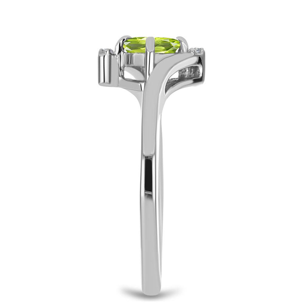 Silberring mit Peridot aus Changbai und weißem Topas
