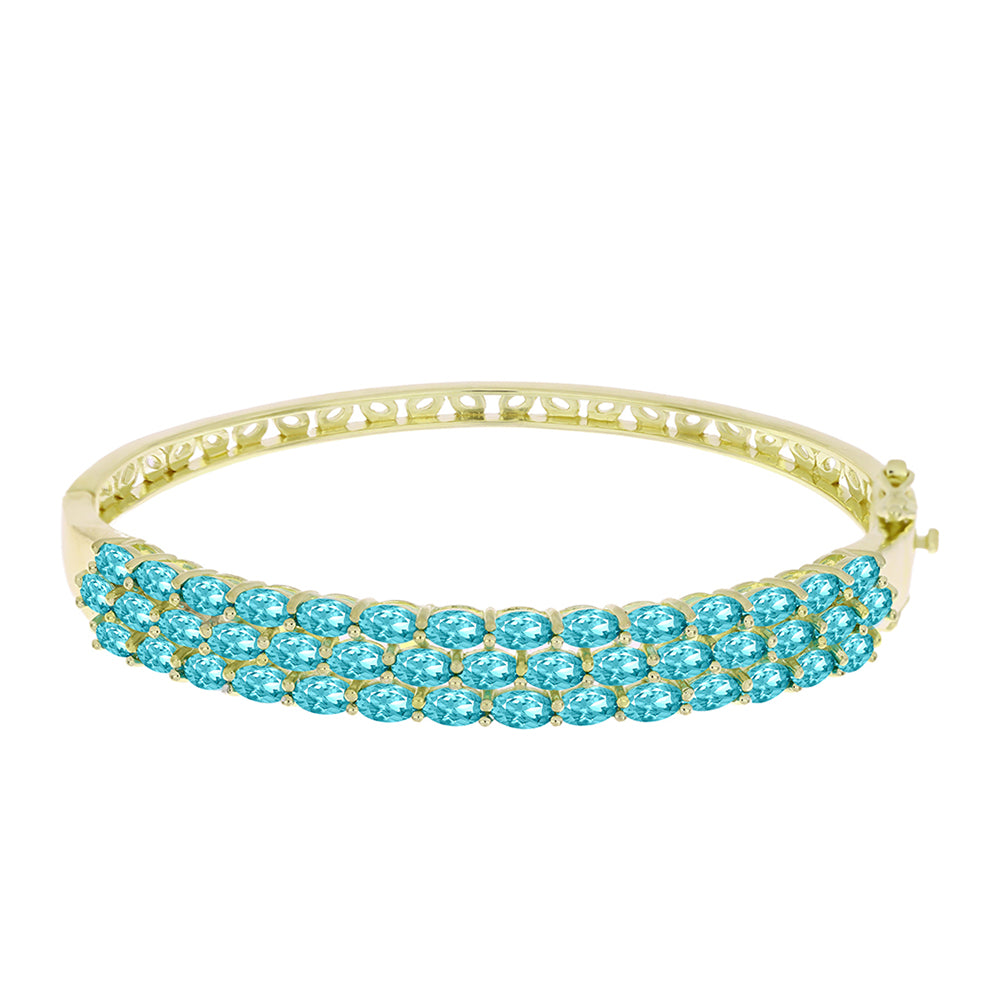 Goldplattierter Silberarmreif mit Paraiba Quarz
