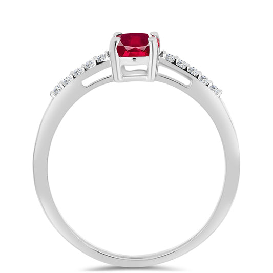 Silberring mit Rubin aus Madagaskar und weißem Topas