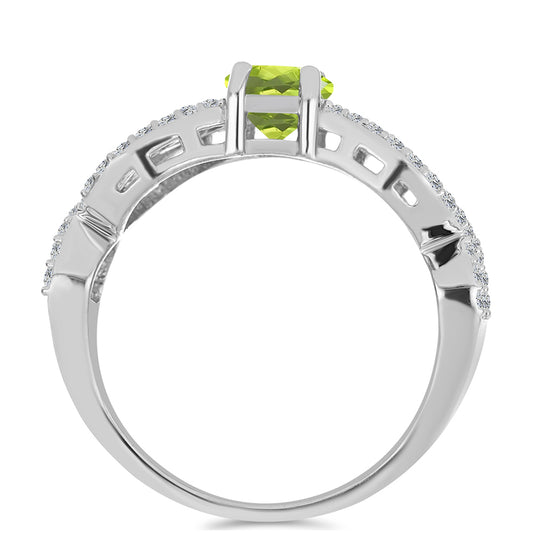 Silberring mit Peridot aus Changbai und weißem Topas