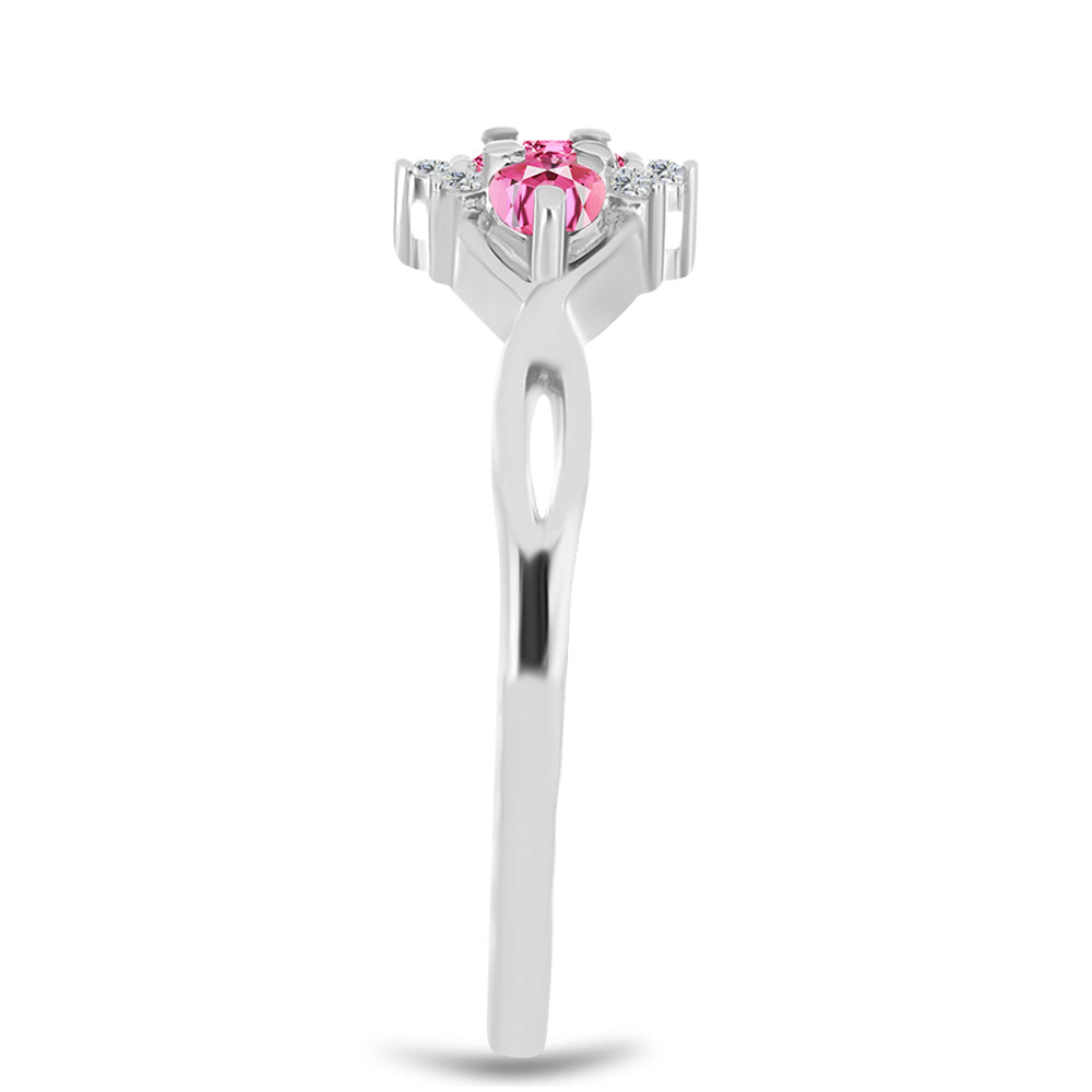 Silberring mit rosafarbenem Turmalin aus Pelmadulla und weißem Topas