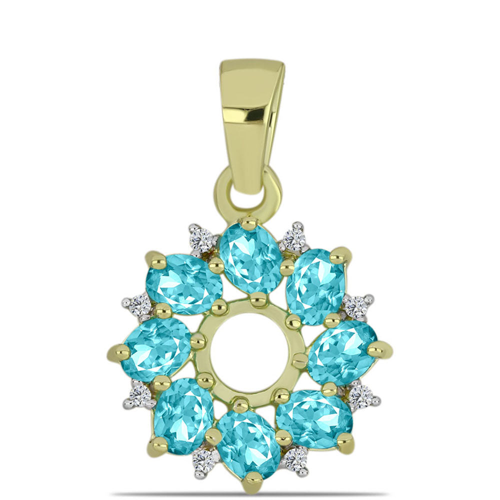 Goldplattierter Silberanhänger mit Paraiba Quarz und weißem Topas
