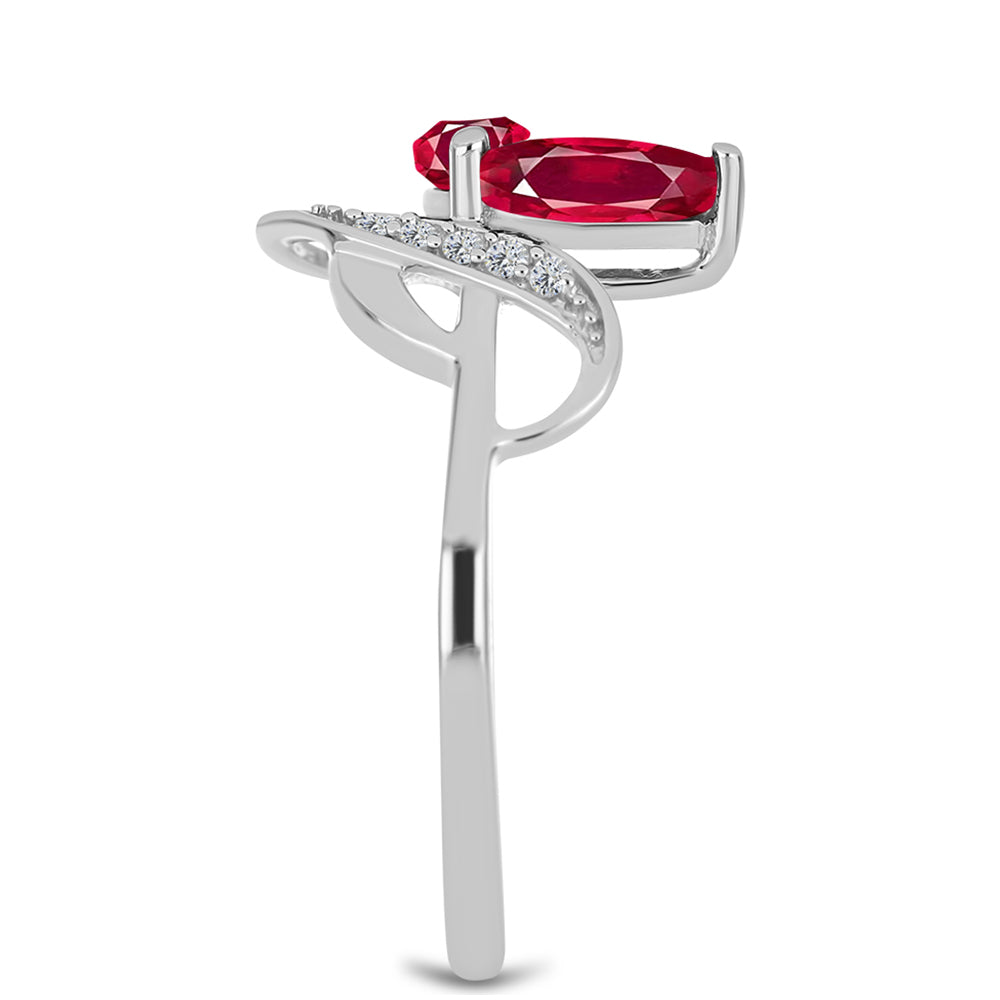 Silberring mit Rubin aus Madagaskar und weißem Topas