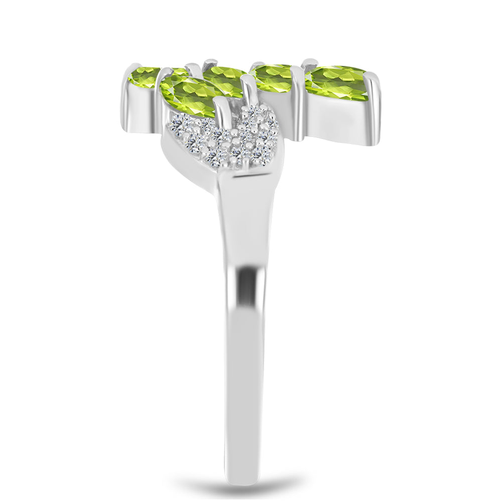 Silberring mit Peridot aus Changbai und weißem Topas